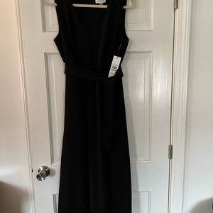 CK black sleeveless belted dress
